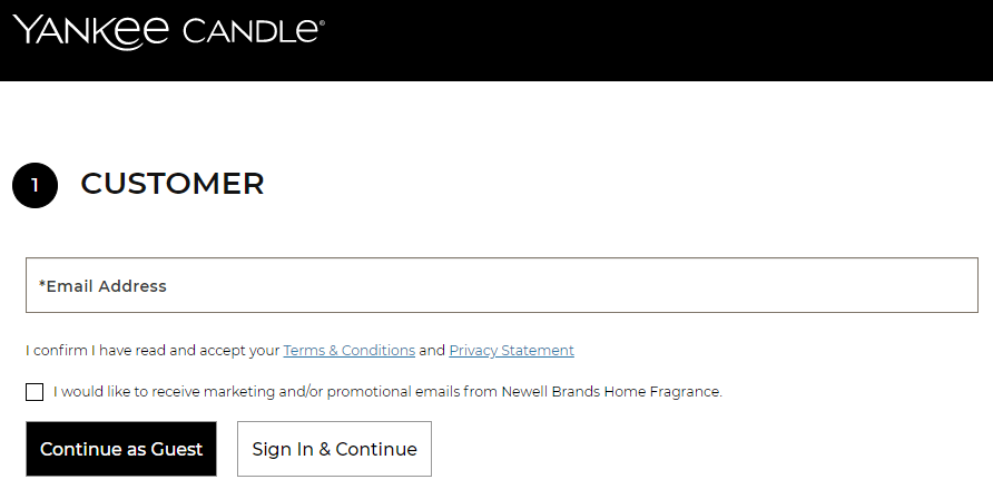 yankee candle guest checkout